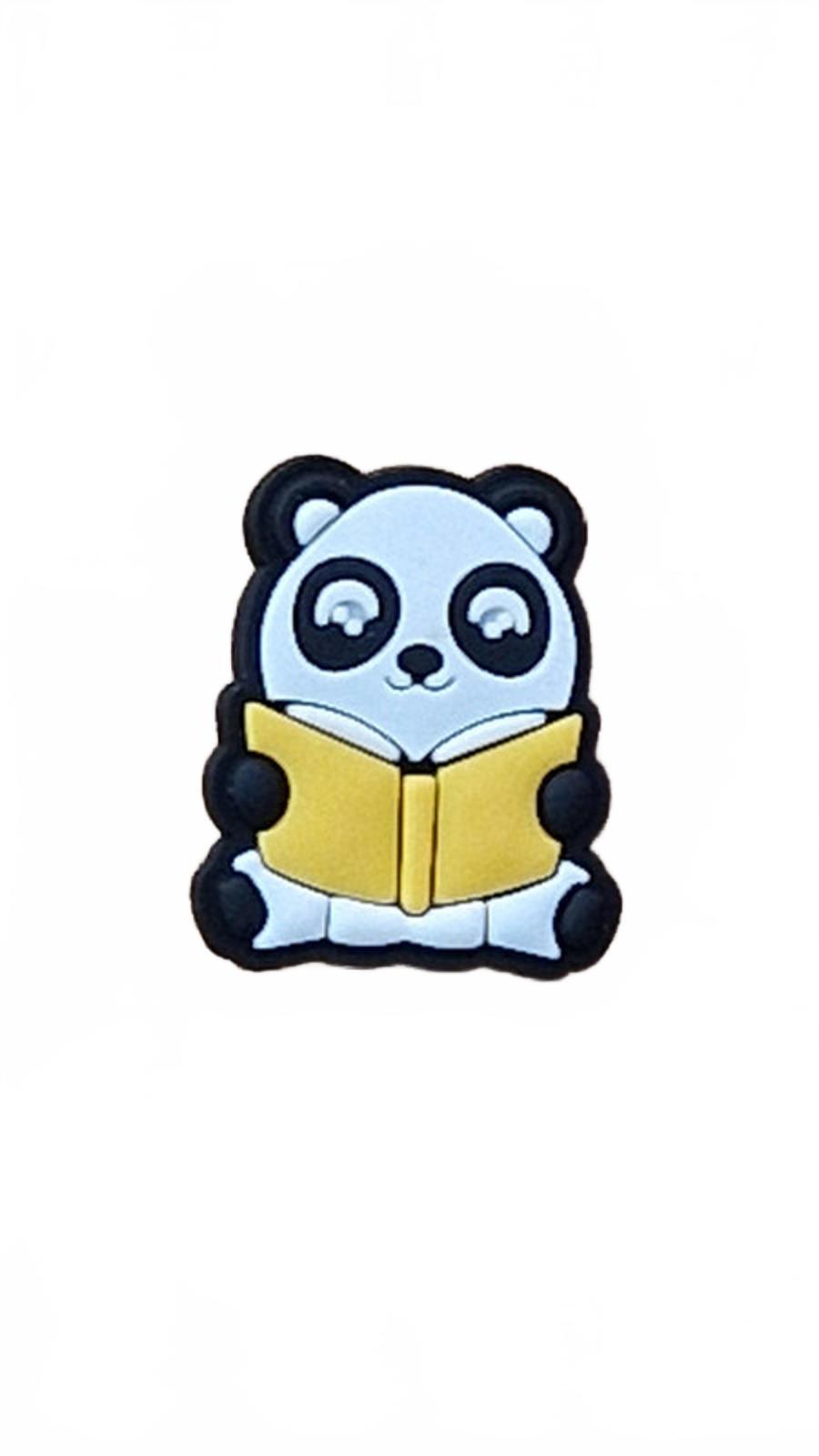 Cute-panda-readin-yellow-book-shoe-charm