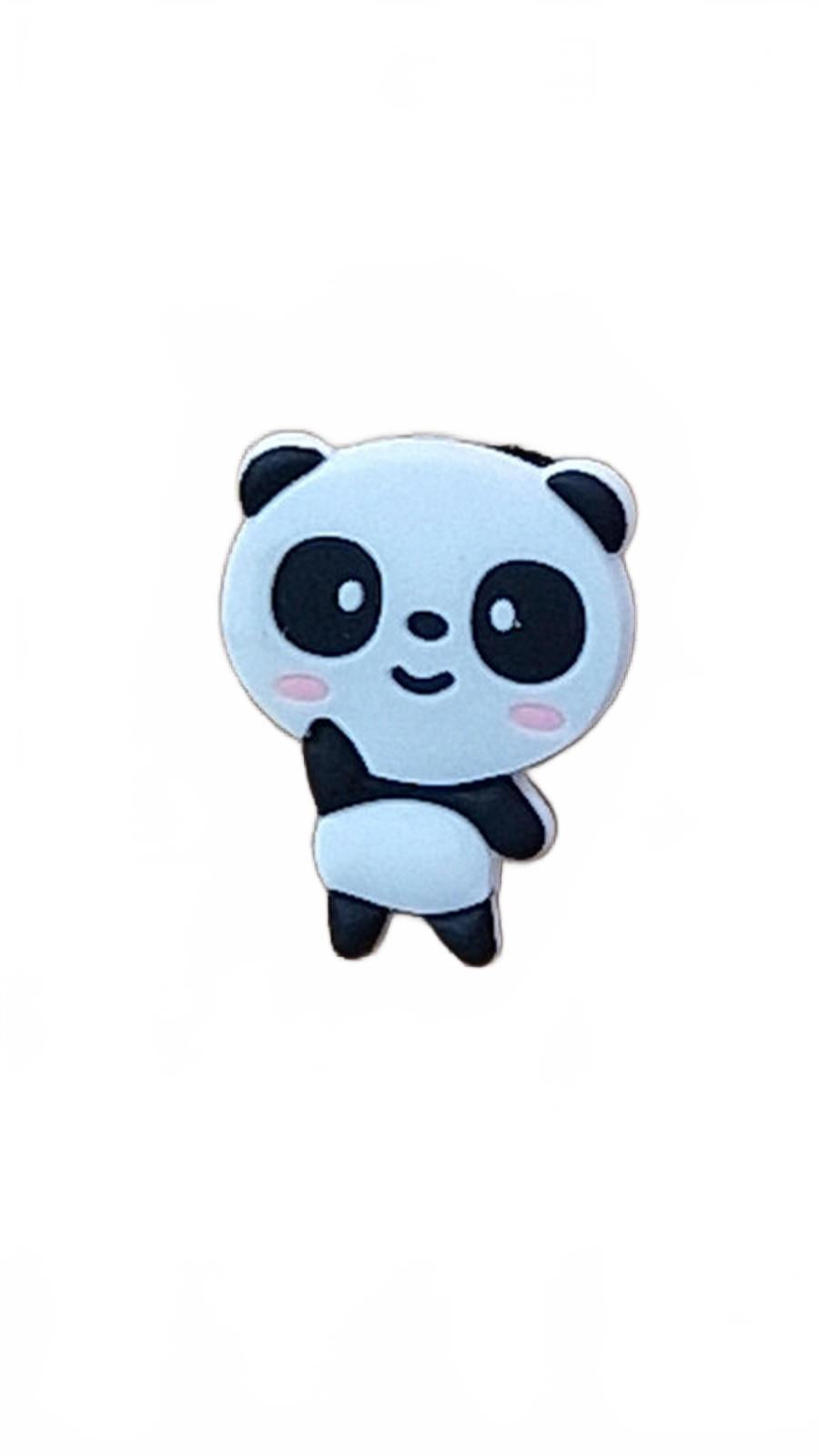 Cute panda with big head smiling waving shoe charm