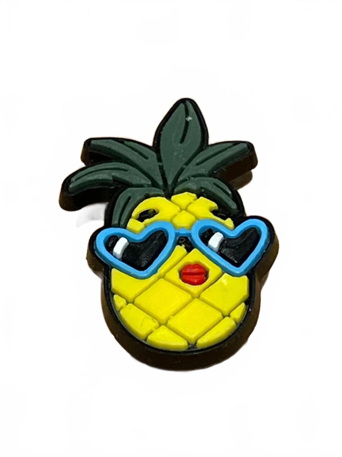 Cool pineapple wearing blue heart shades and lipstick shoe charm