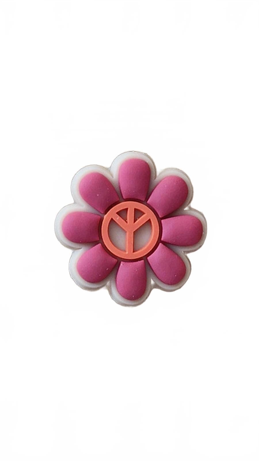 Cute pink flower with peace sign shoe charm
