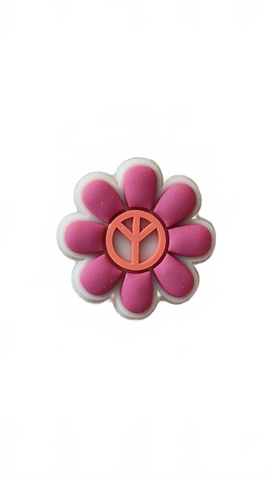 Cute pink flower with peace sign shoe charm