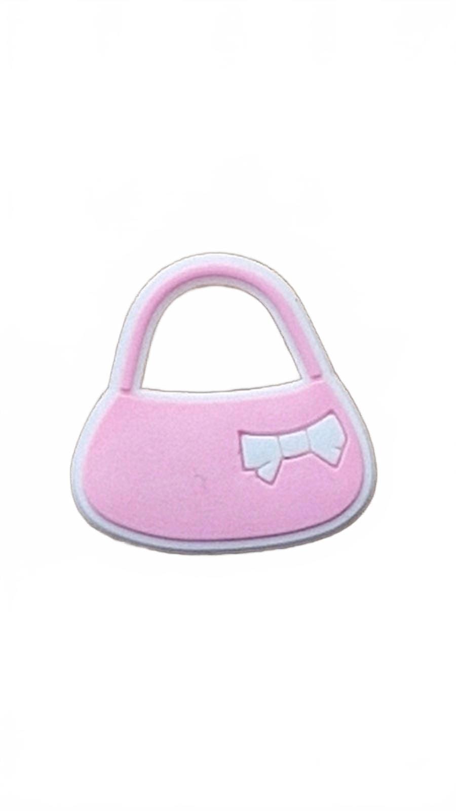 Cute pink handbag with white bow shoe charm