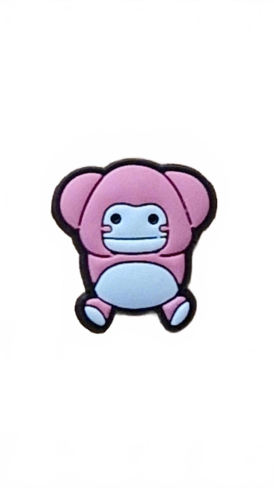 Cute pink and white monkey shoe charm