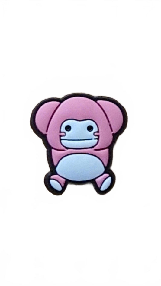 Cute pink and white monkey shoe charm