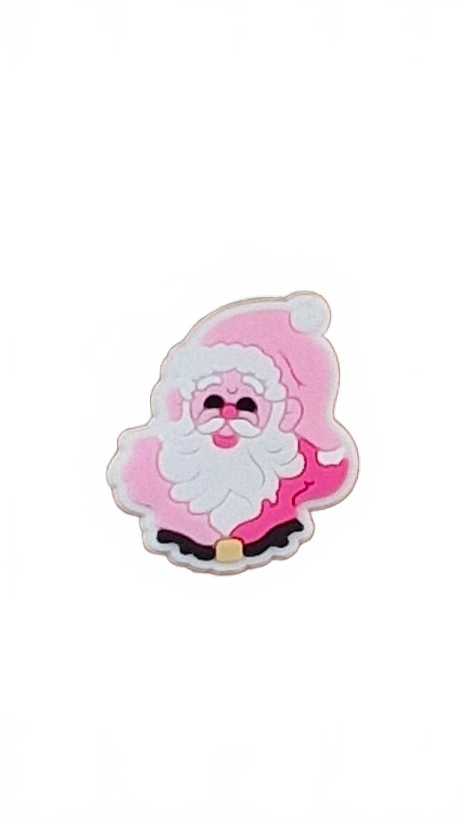 Cute happy smiling pink Santa with pink sack Christmas shoe charm