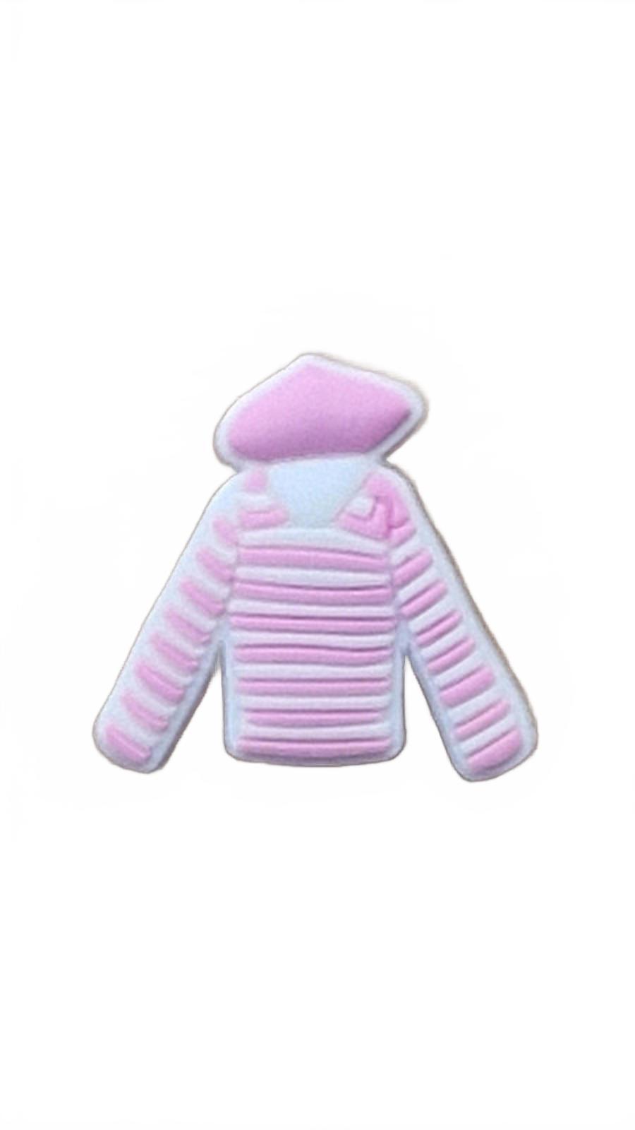White and pink striped jumper with pink beret shoe charm