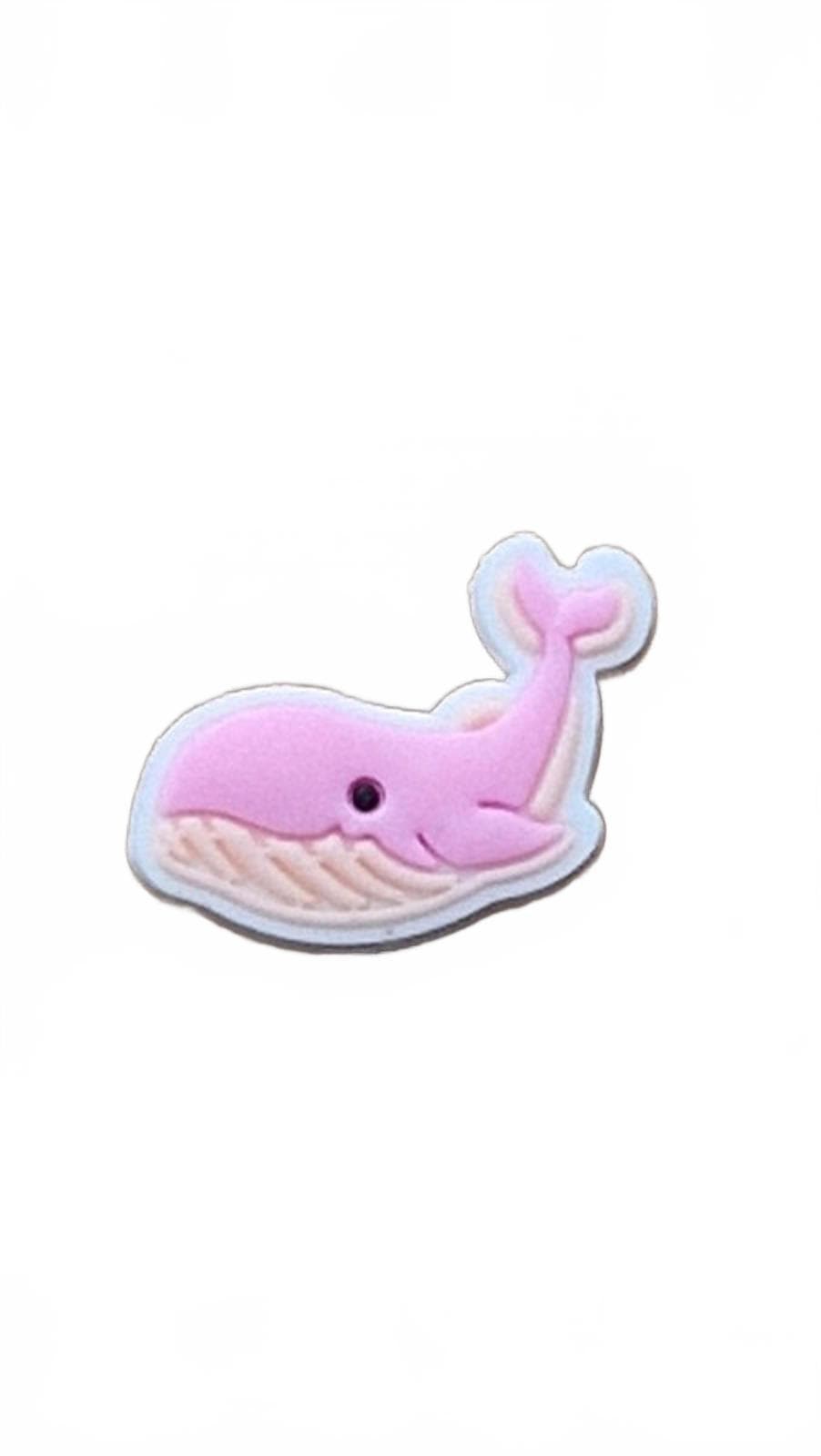 Cute pink and white whale shoe charm
