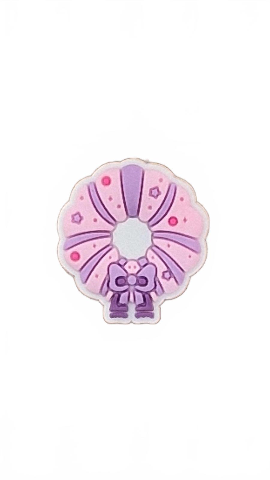 Pastel pink wreath with bow Christmas shoe charm