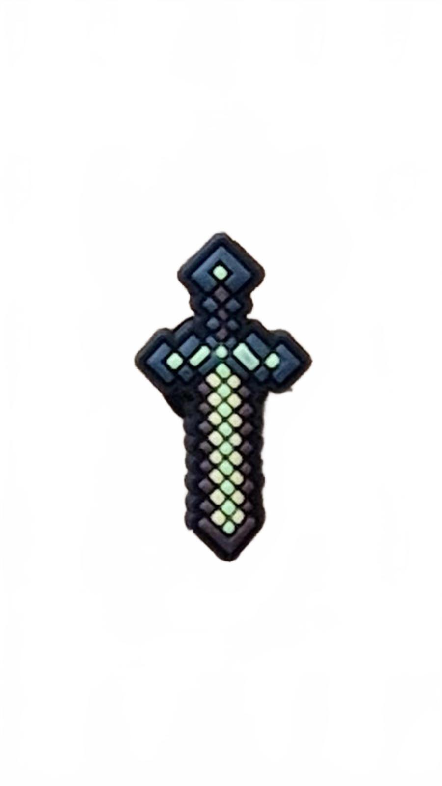 Retro gaming sword with pixels shoe charm