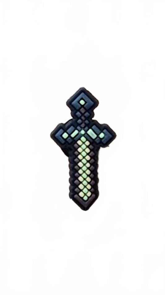 Retro gaming sword with pixels shoe charm