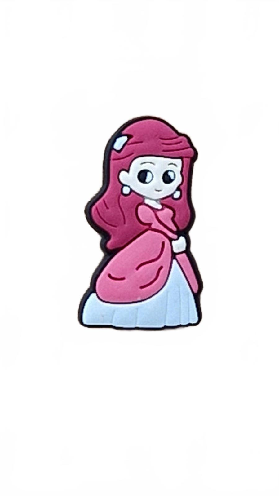 Red hear princess wearing pink dress shoe charm