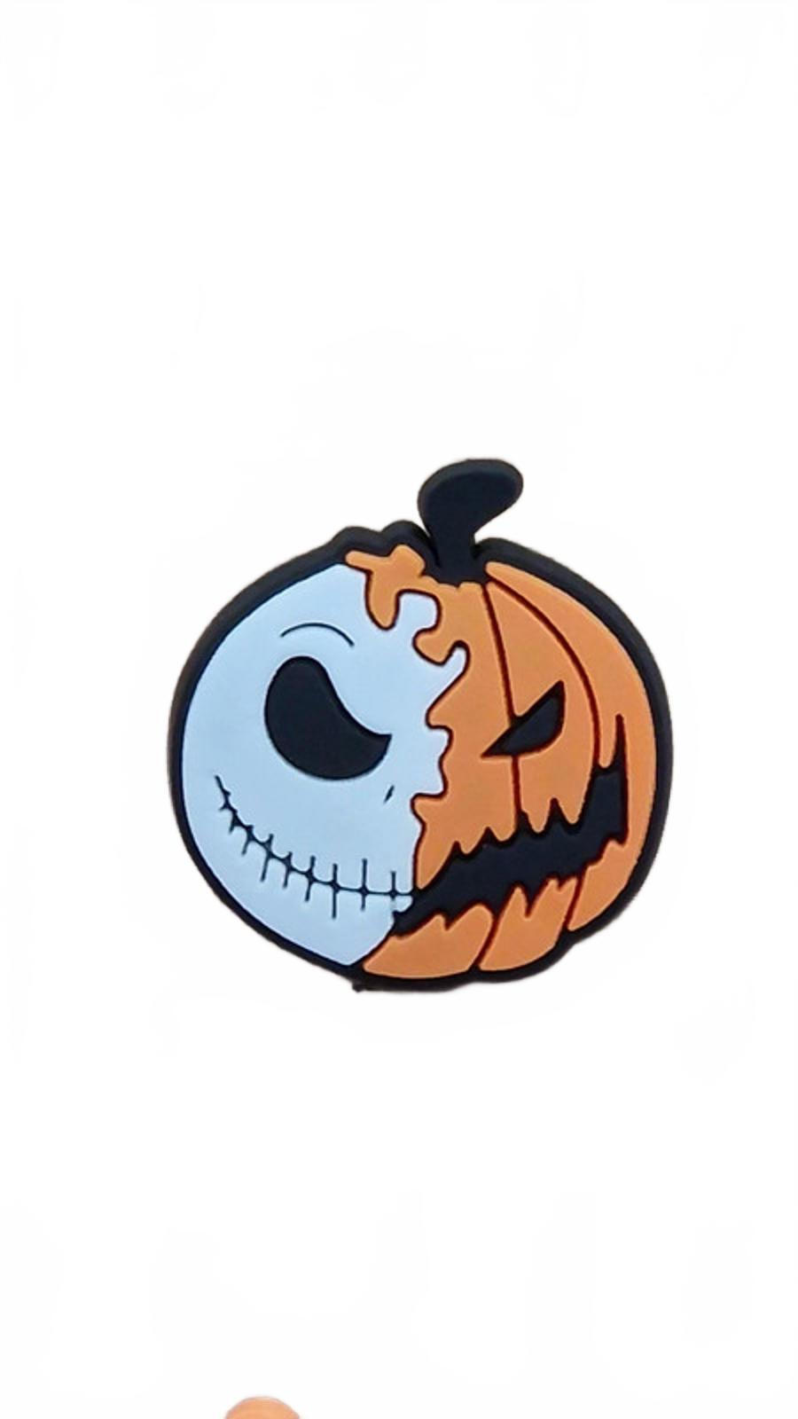 Cute Halloween pumpkin and skeleton shoe charm