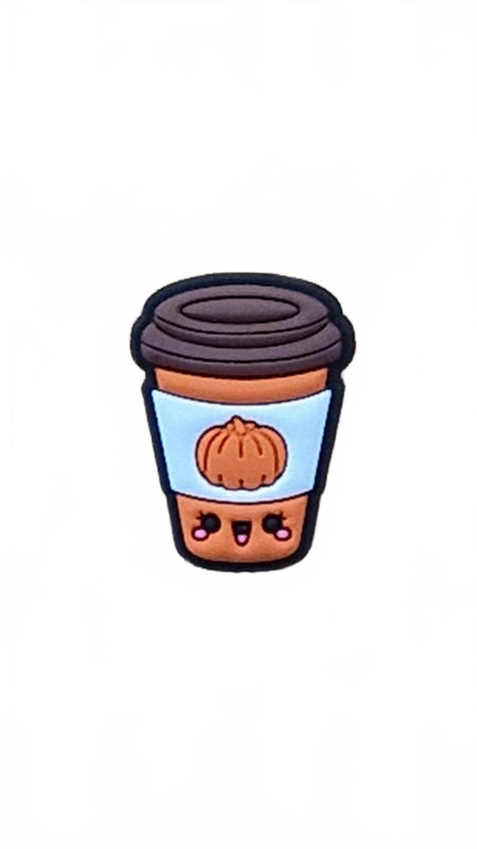 Cute smiling pumpkin cup with lid Halloween shoe charm