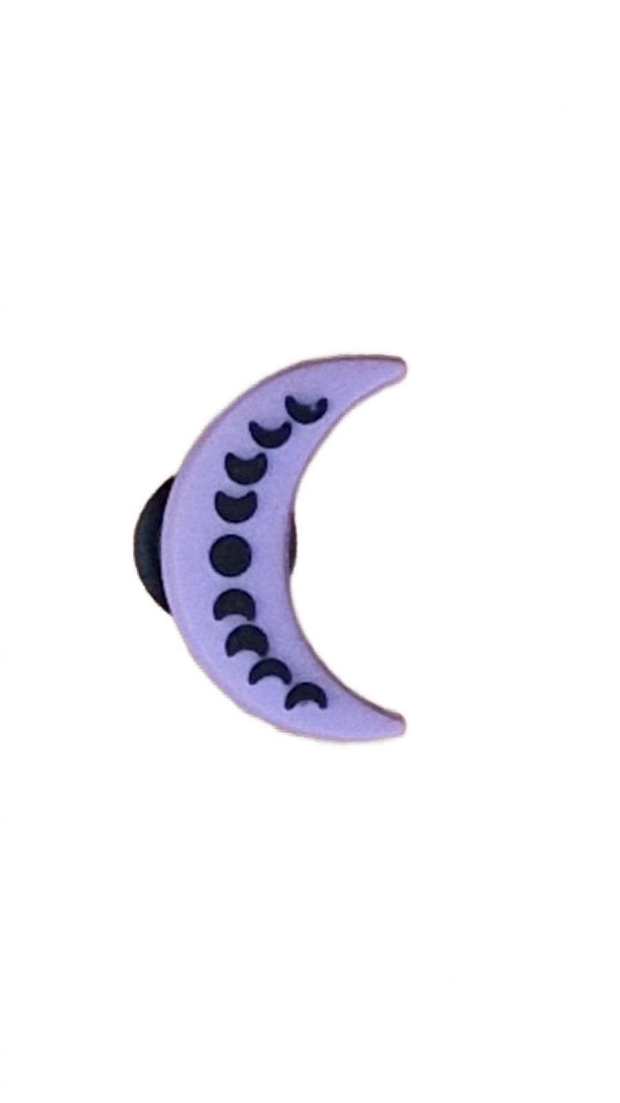 Purple curved moon Halloween shoe charm
