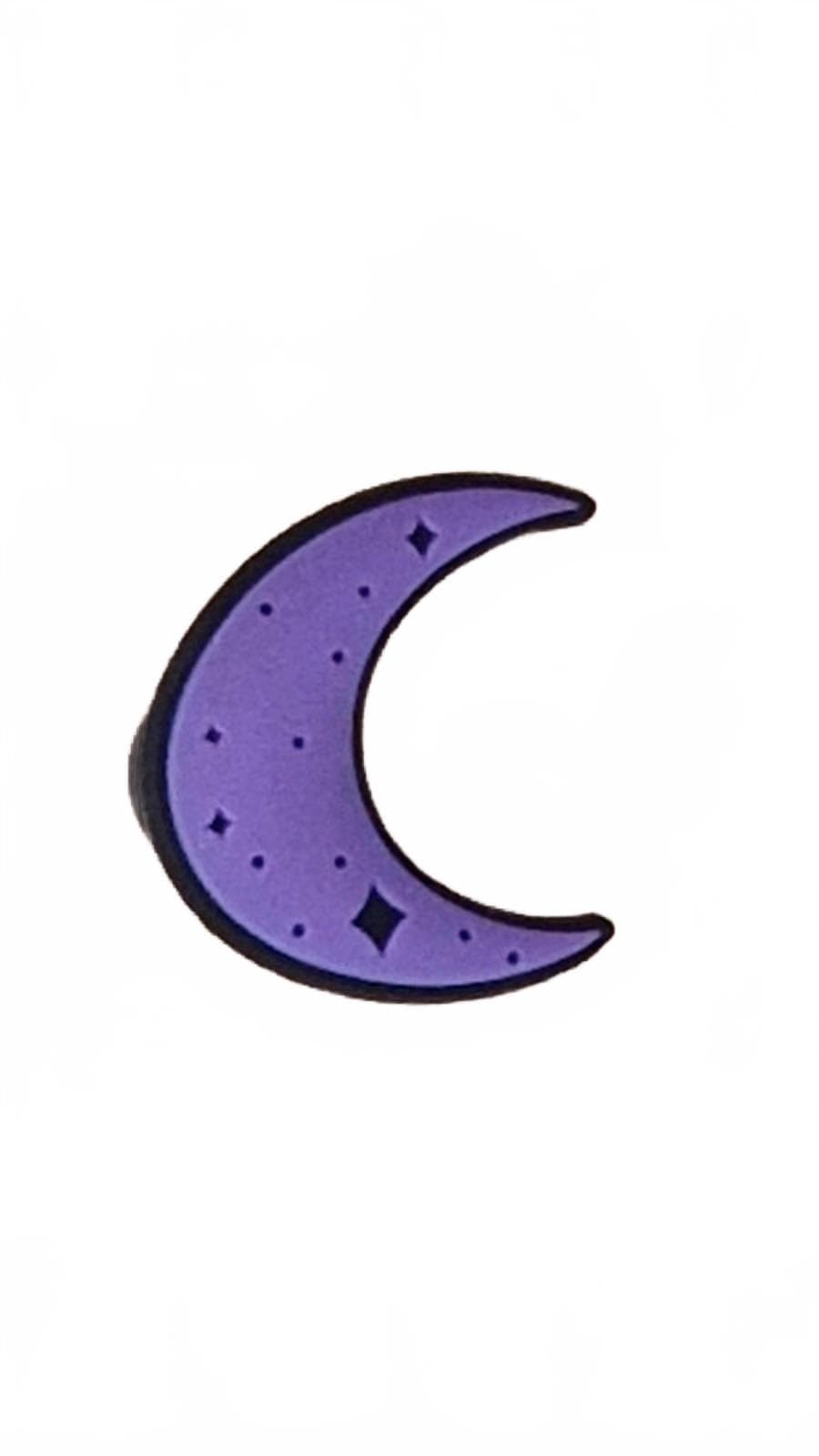 Purple crescent moon with star-like shapes Halloween shoe charm