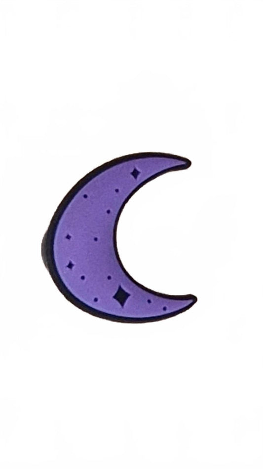Purple crescent moon with star-like shapes Halloween shoe charm