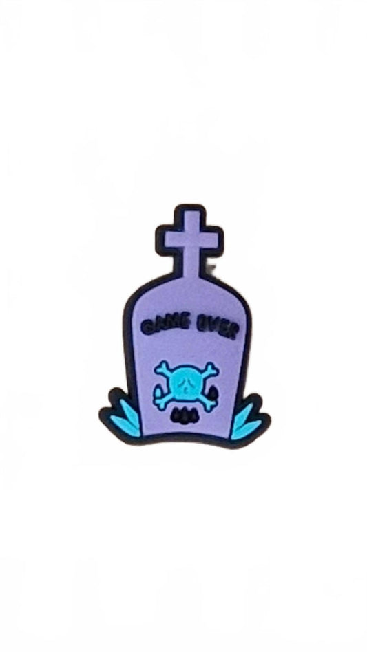 Purple grave stone Halloween shoe charm