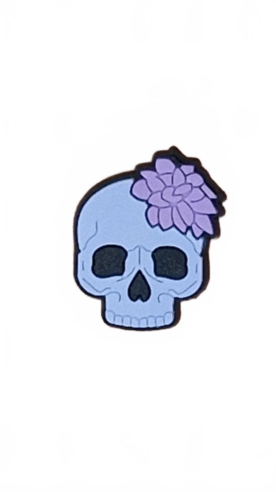 Purple skull with pink flower Halloween shoe charm 