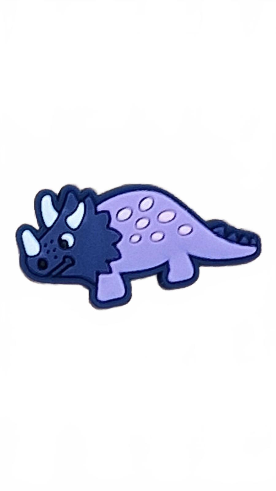 Cartoon style cute 3 horned dinosaur shoe charm