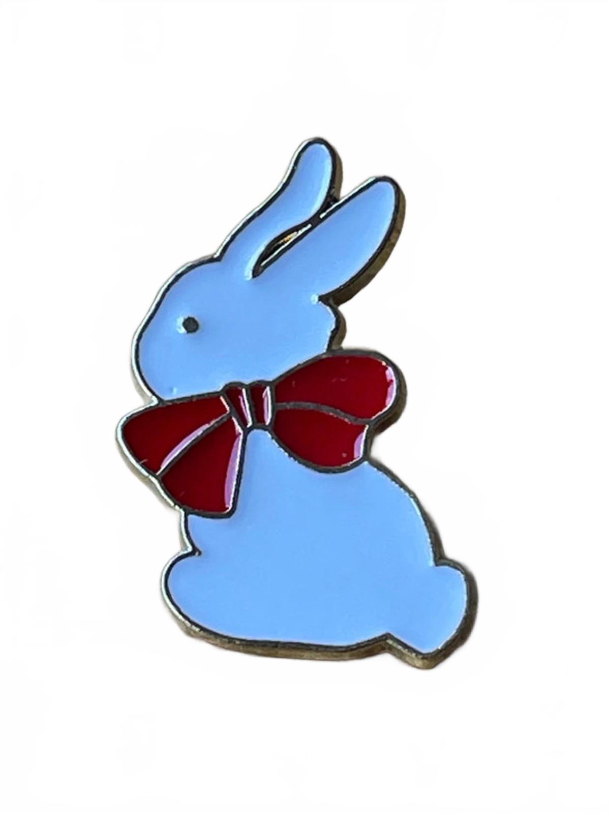 Cute kawaii rabbit with red bow tie enamel pin