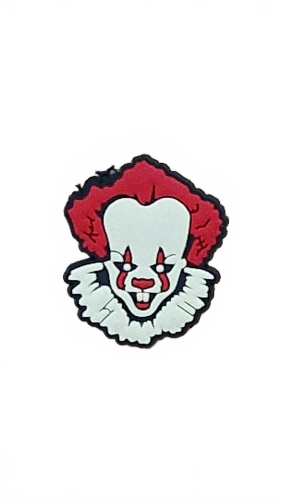 Scary clown face with red hair Halloween shoe charm