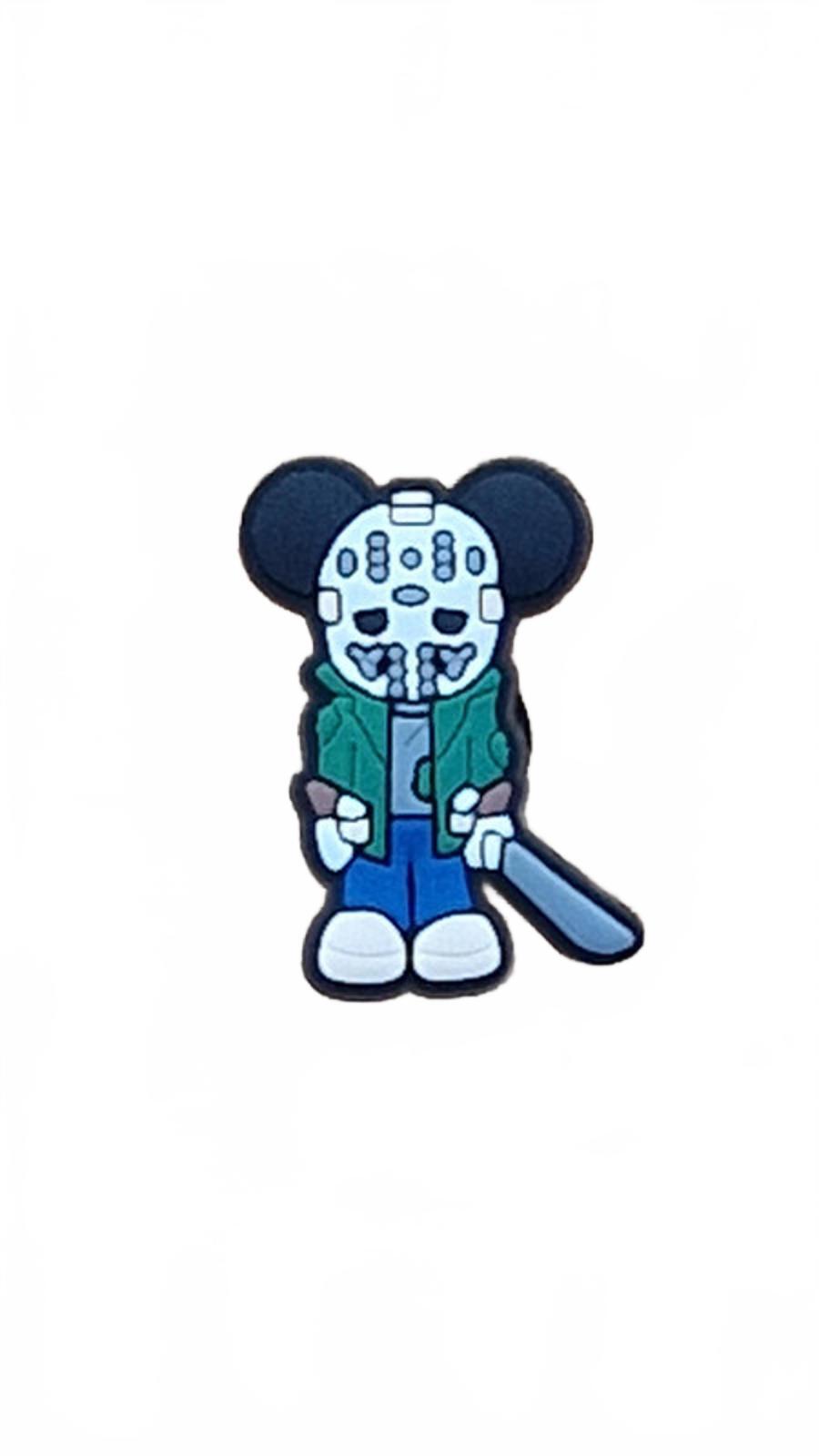 Scary masked man with knife Halloween shoe charm