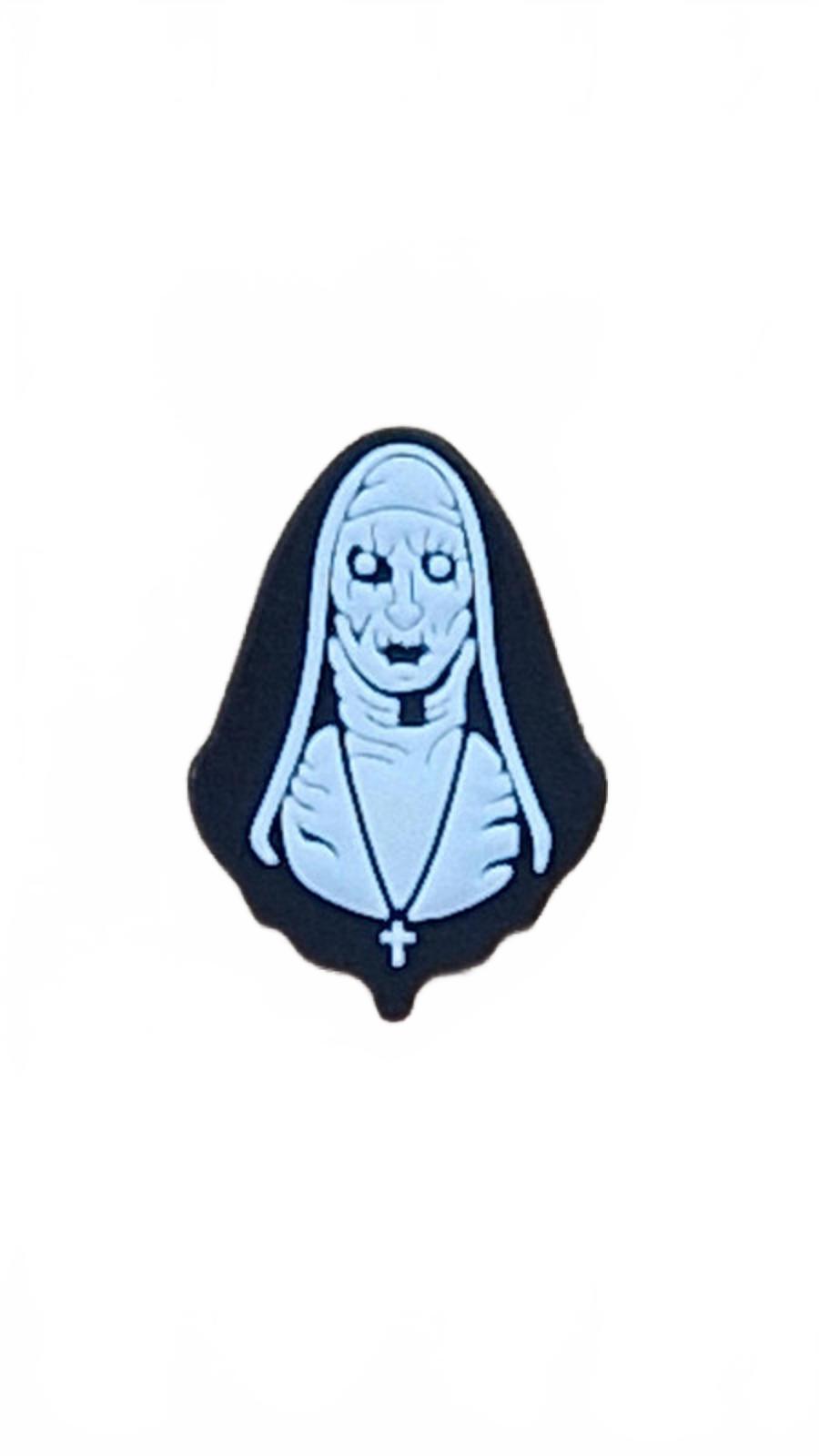 Scary nun with crucifix Halloween shoe charm