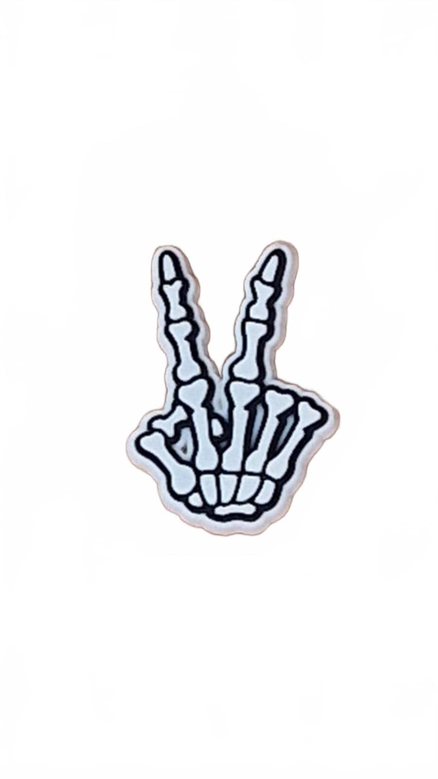 Skeleton peace sign Halloween shoe charm