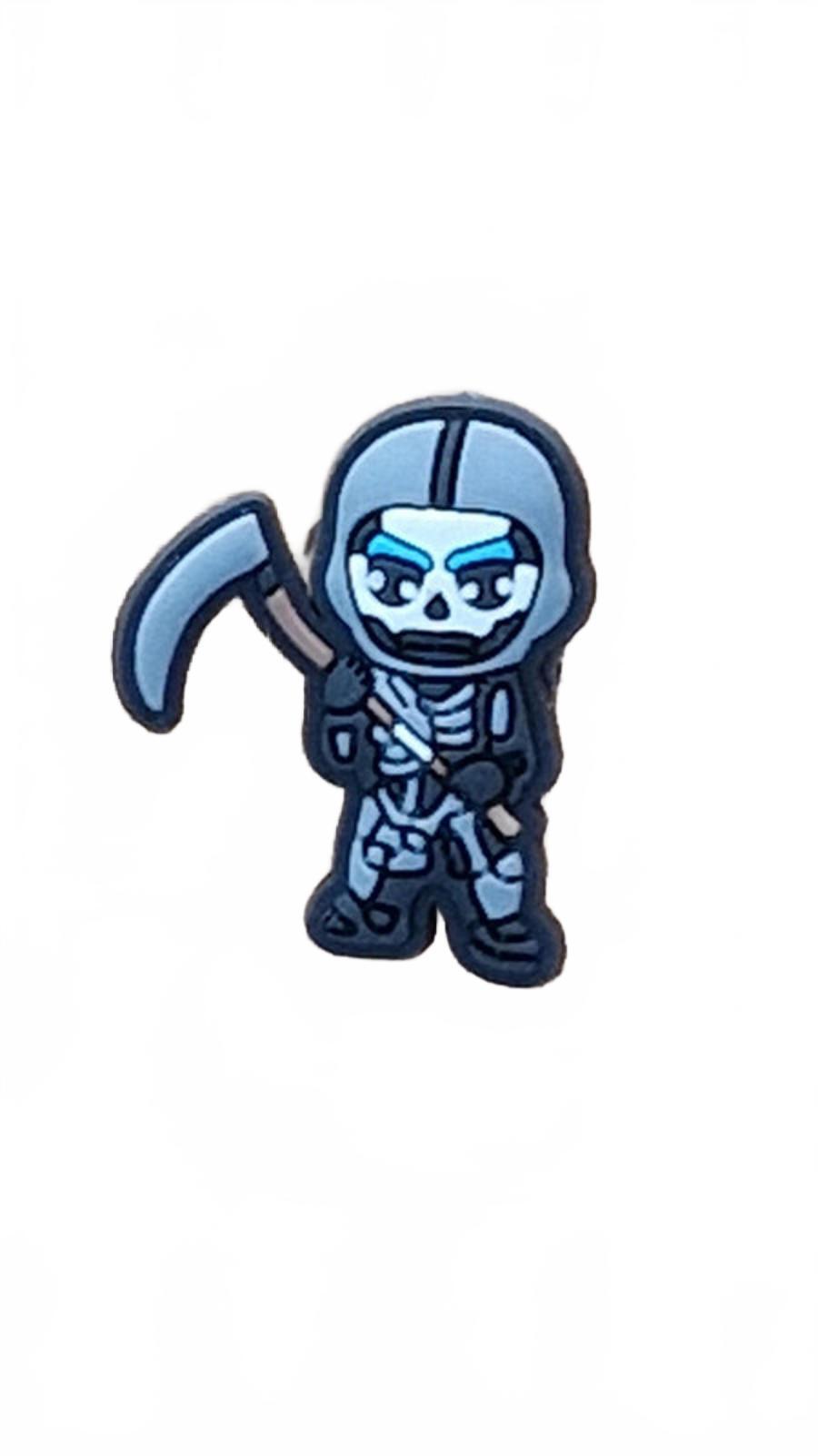 Cute gray skeleton suit and blade Halloween shoe charm 