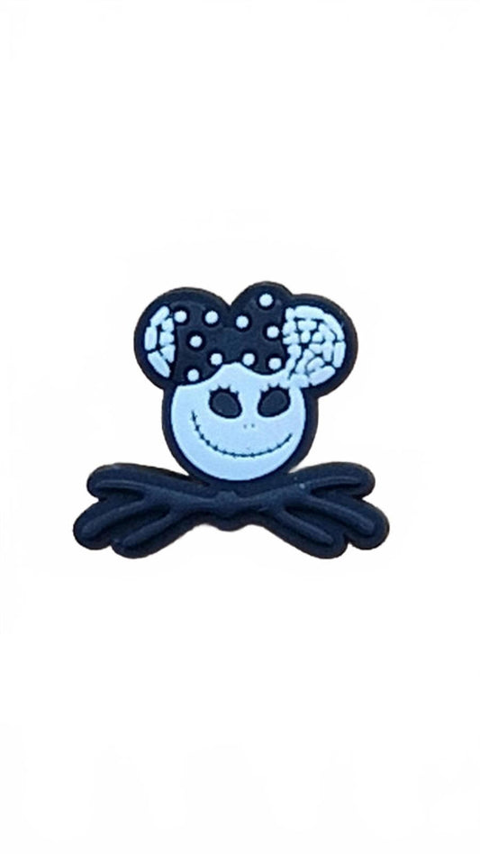 Cute skull wearing bow tie Halloween shoe charm