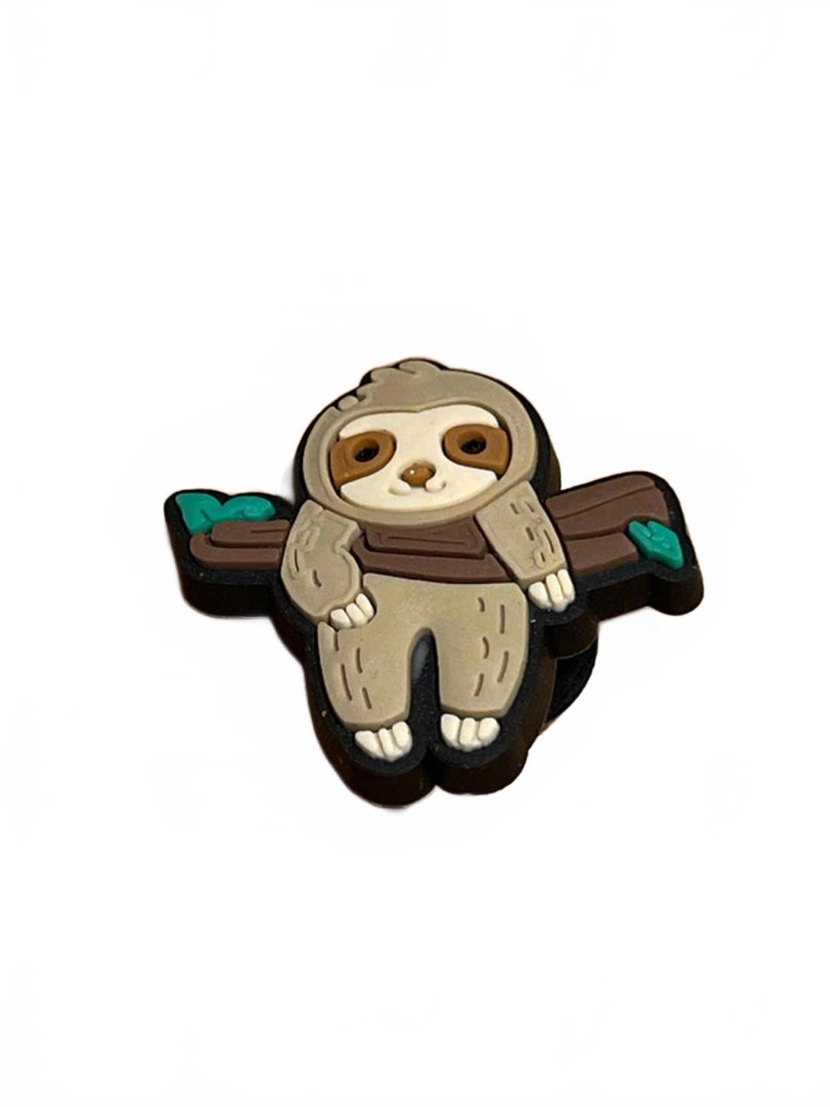Cute sloth hanging from wide branch shoe charm
