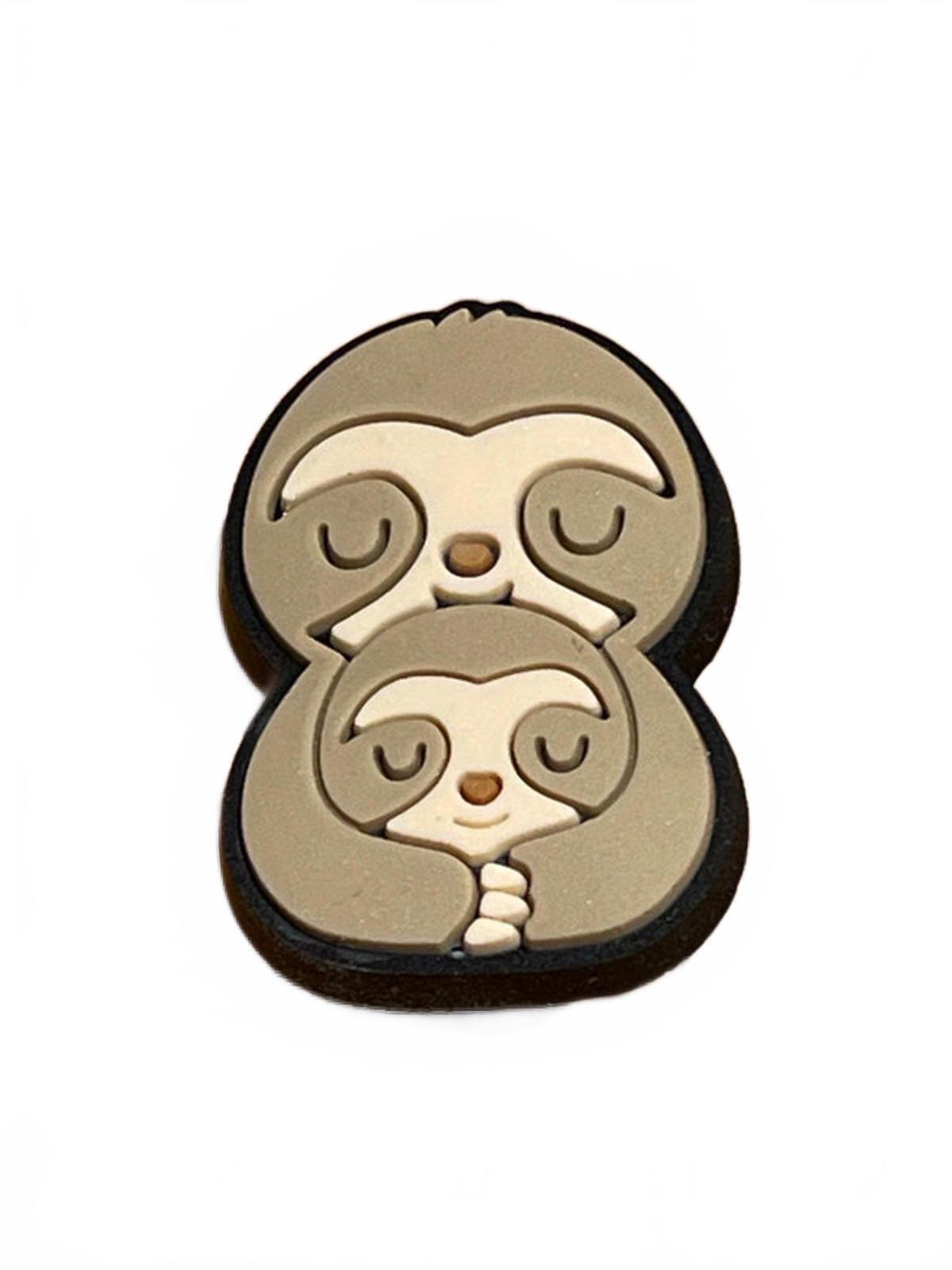 Mummy sloth holding cute baby sloth shoe charm