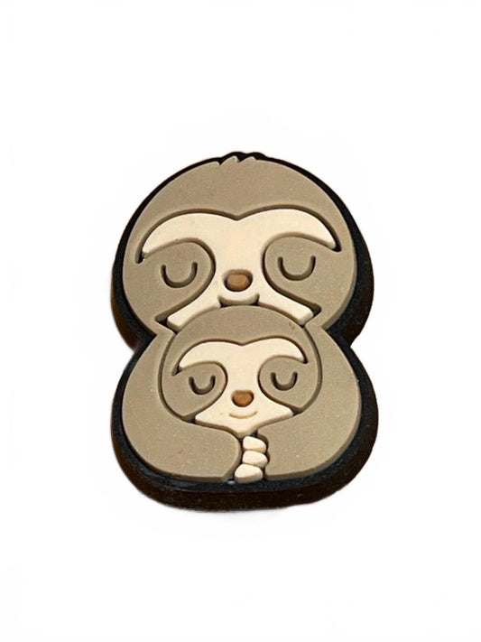 Mummy sloth holding cute baby sloth shoe charm