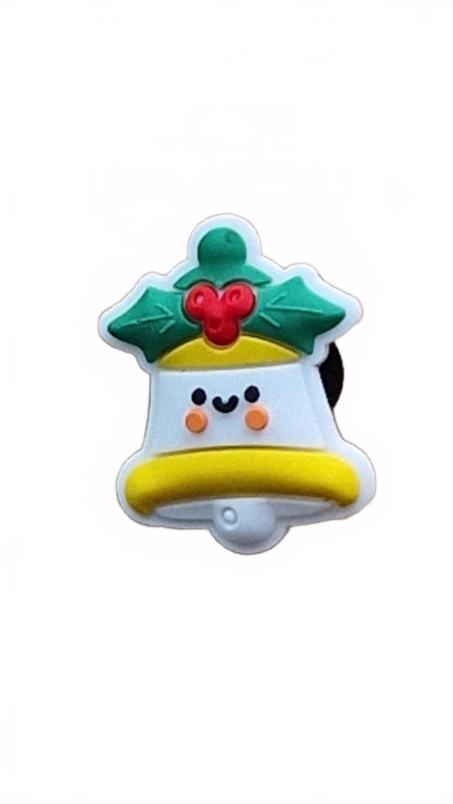 Cute Christmas bell with holly and red berries Christmas shoe charm