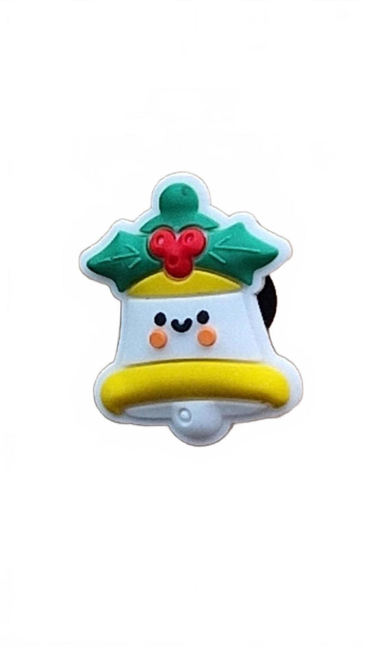 Cute Christmas bell with holly and red berries Christmas shoe charm
