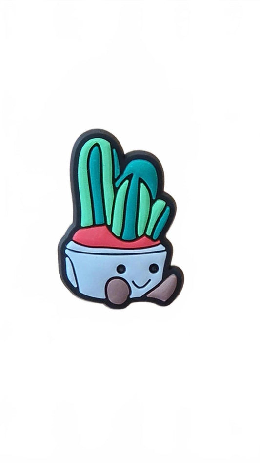 Cute happy cactus shoe charm