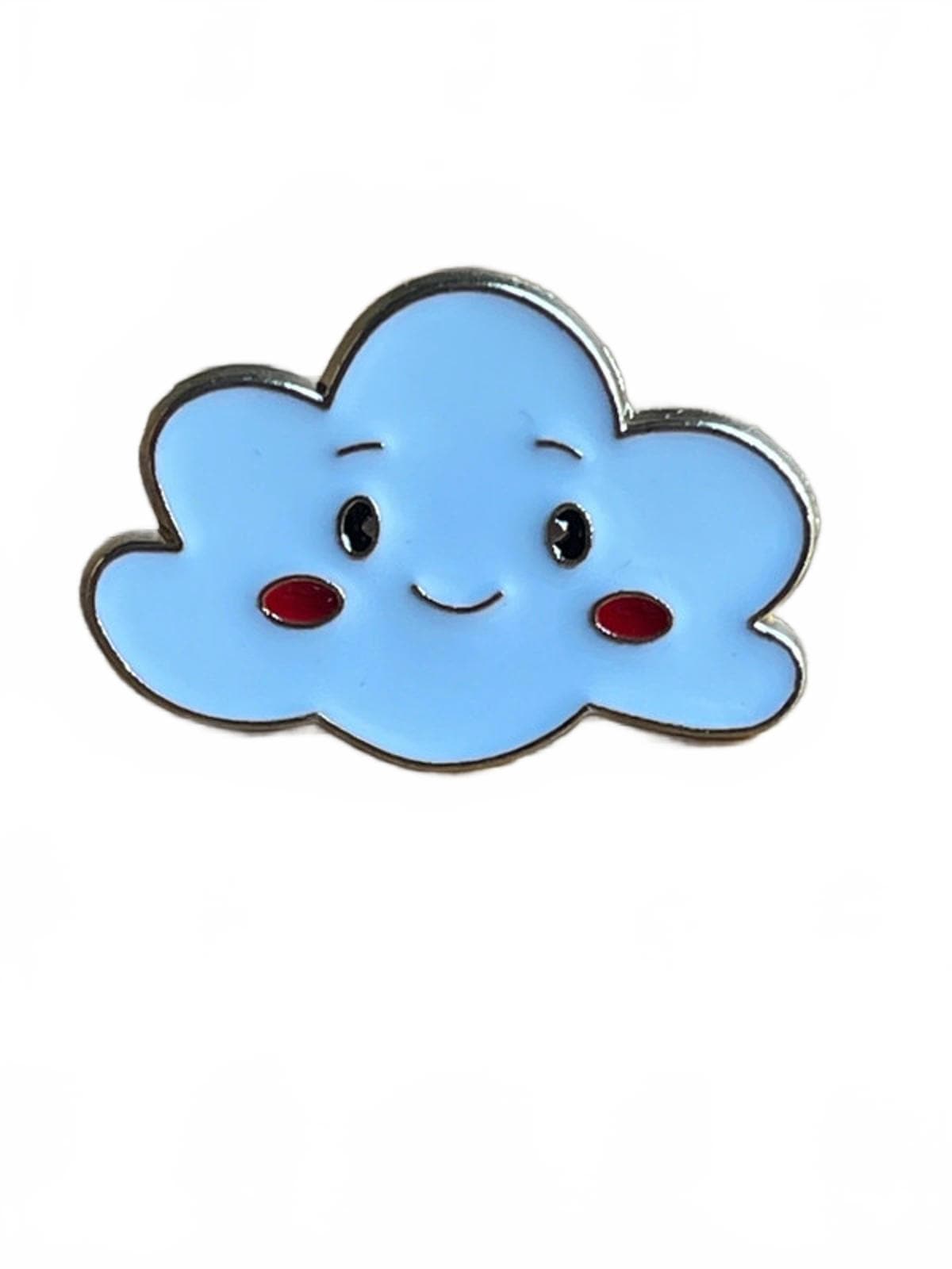 Cute smiling cloud with red cheeks enamel pin