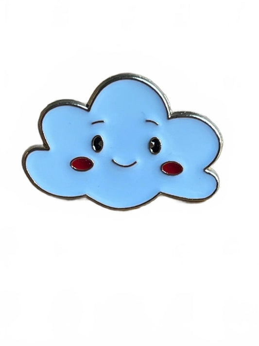 Cute smiling cloud with red cheeks enamel pin