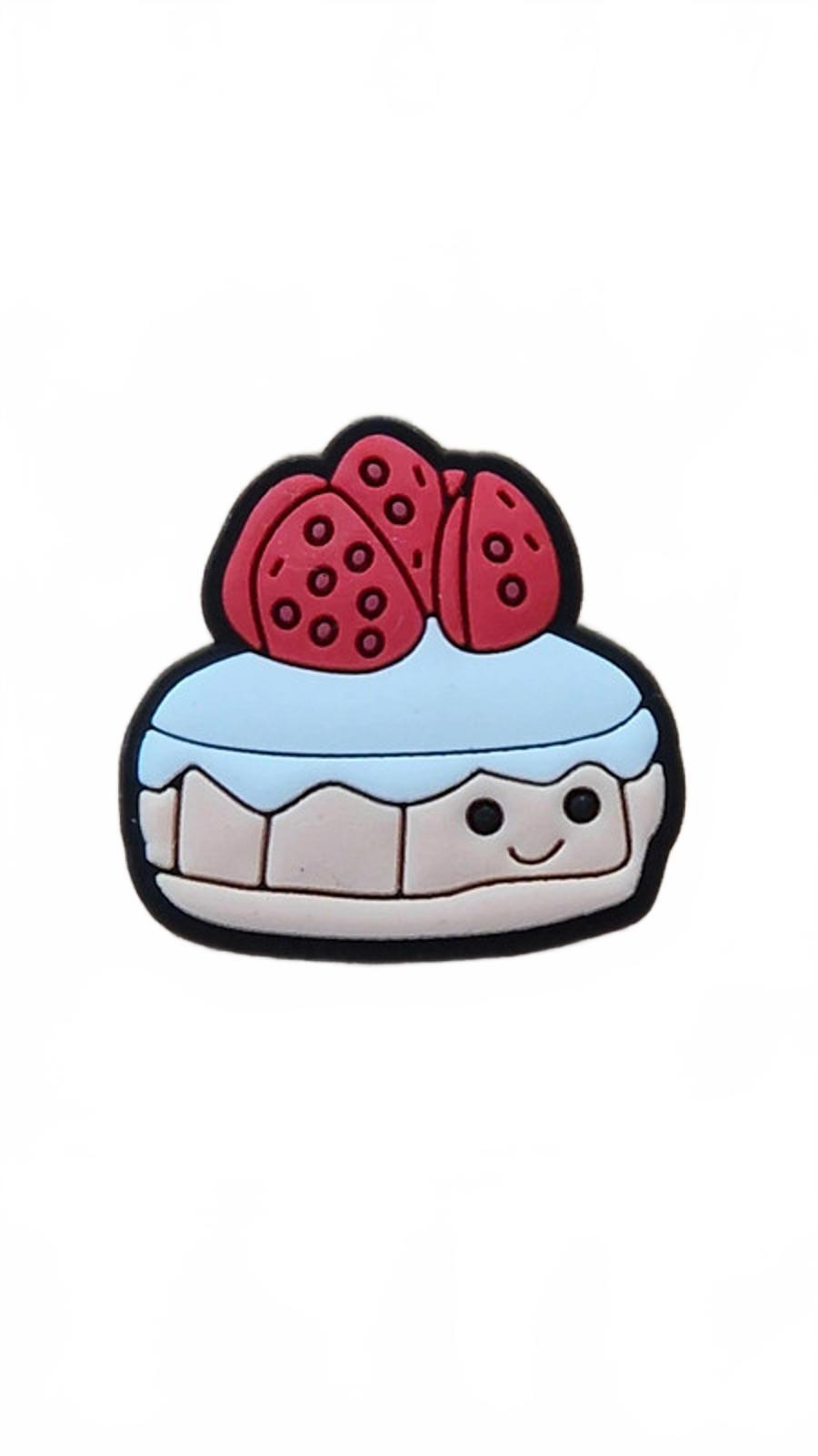Strawberry cake smiling shoe charm