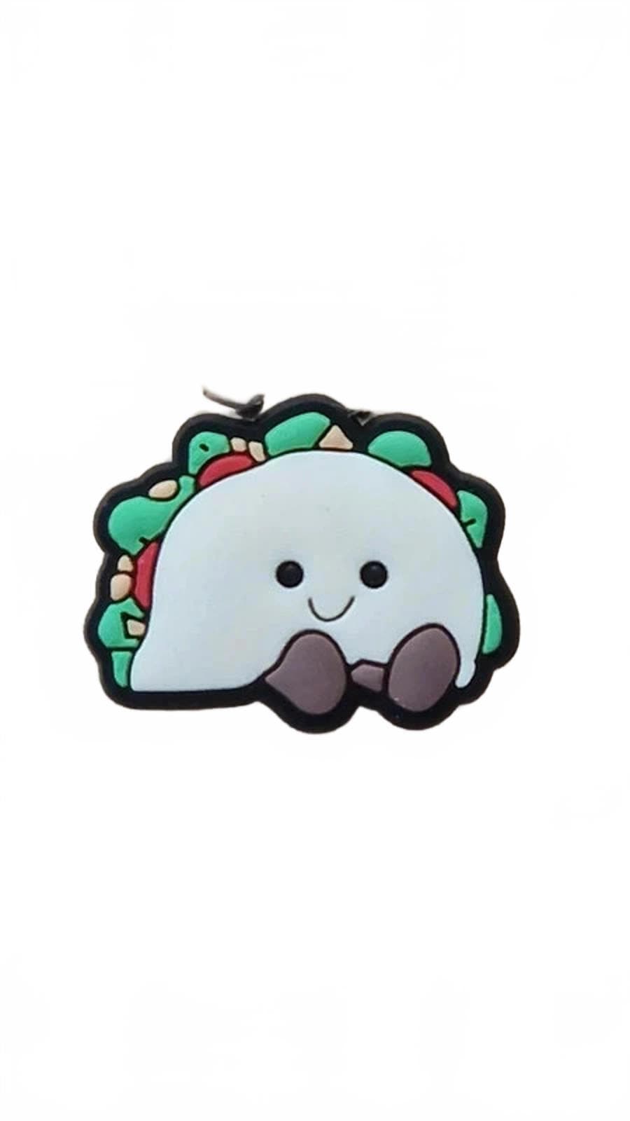 Cute cartoon style smiling taco shoe charm