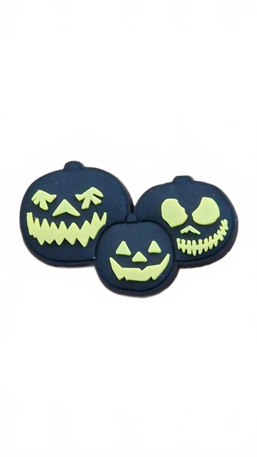3 black and yellow carved pumpkins Halloween shoe charm