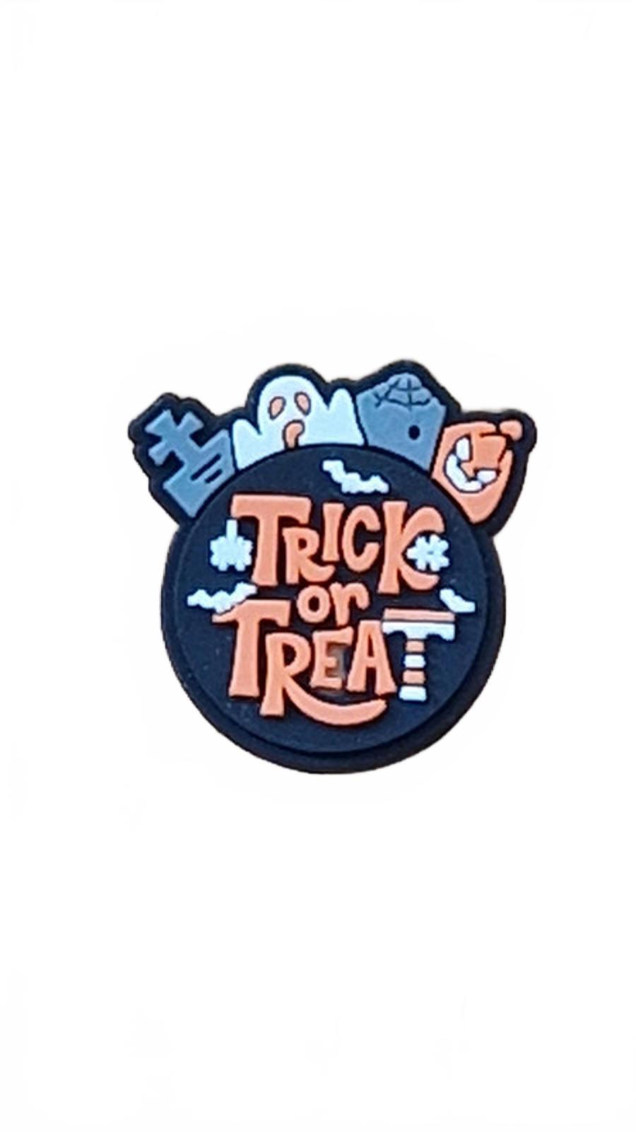 Trick or Treat button styled Halloween shoe charm