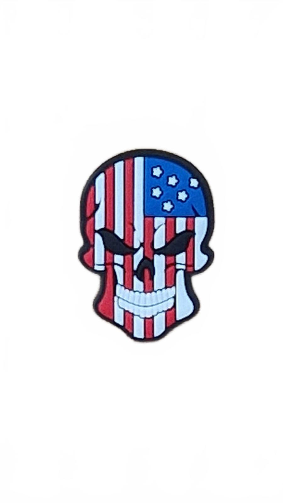 Skull striped with American USA flag shoe charm