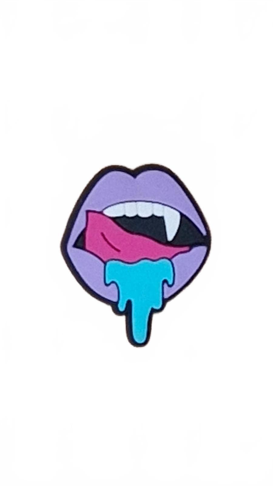 Purple vampire lips with fangs shoe charm