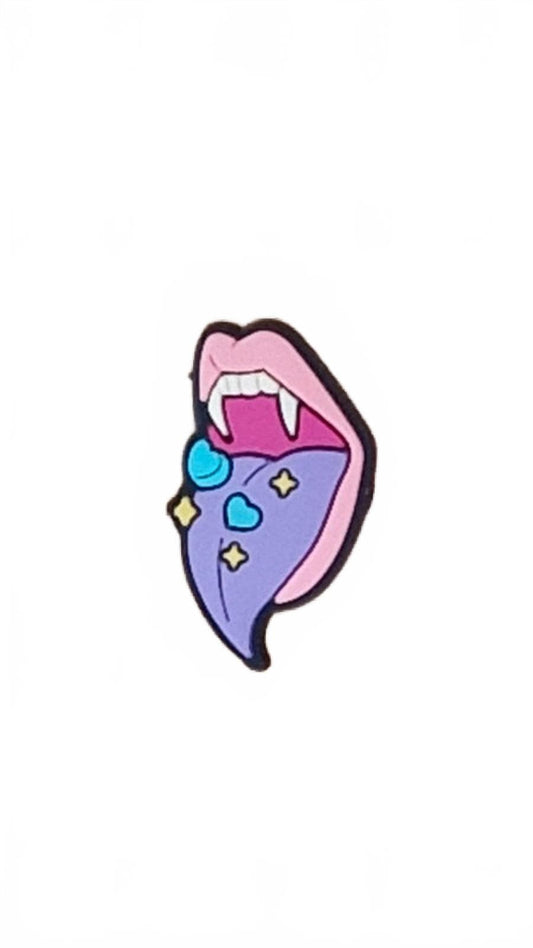 Vampire tongue with hearts and stars Halloween shoe charm