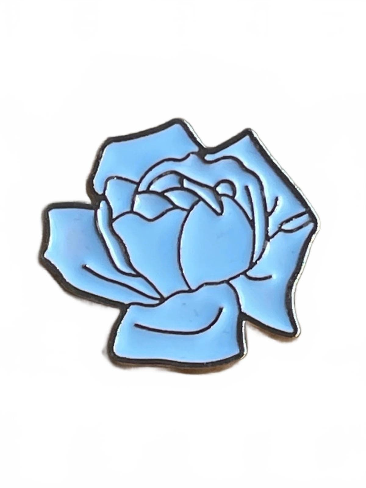 Beautiful white and blue floral rose enamel pin