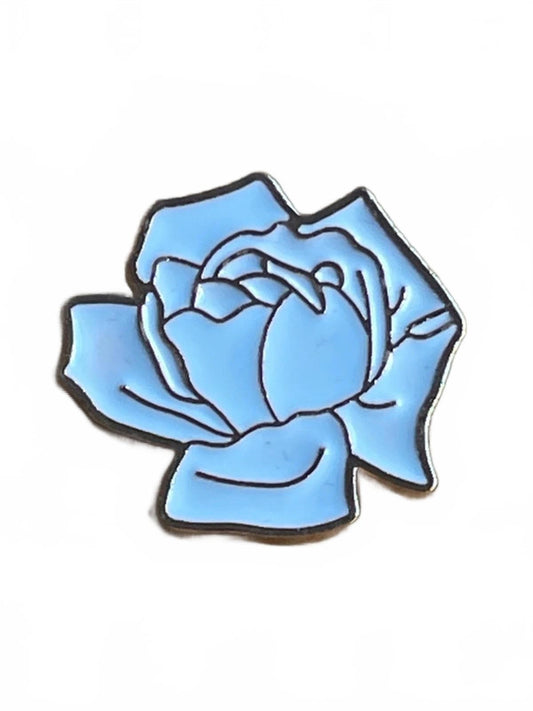 Beautiful white and blue floral rose enamel pin