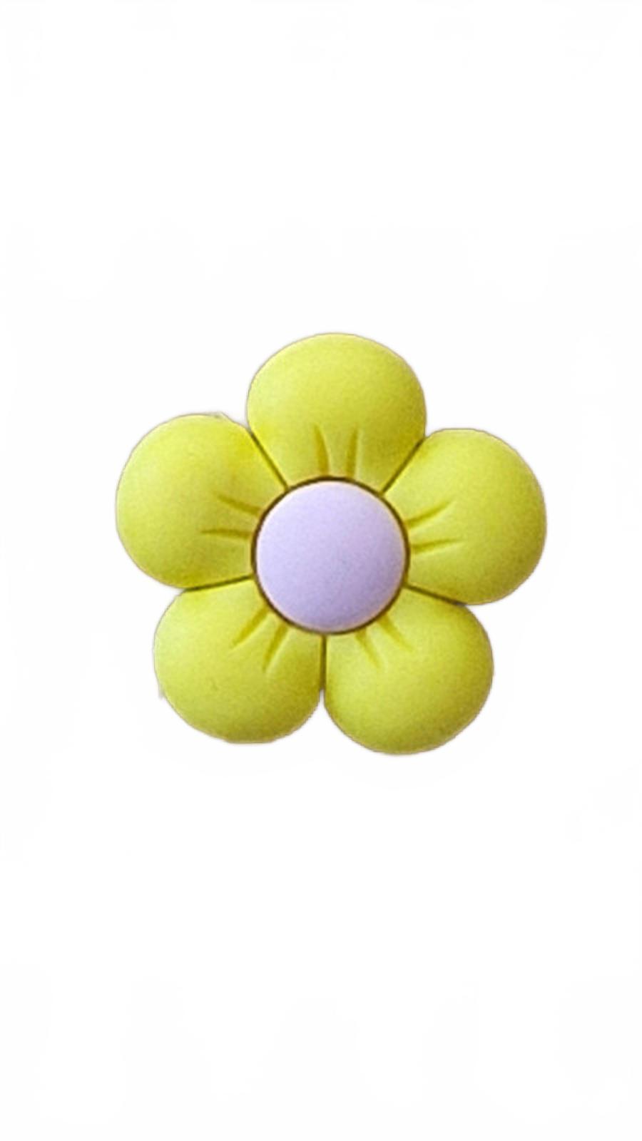 Yellow flower with 5 petals and pink middle shoe charm