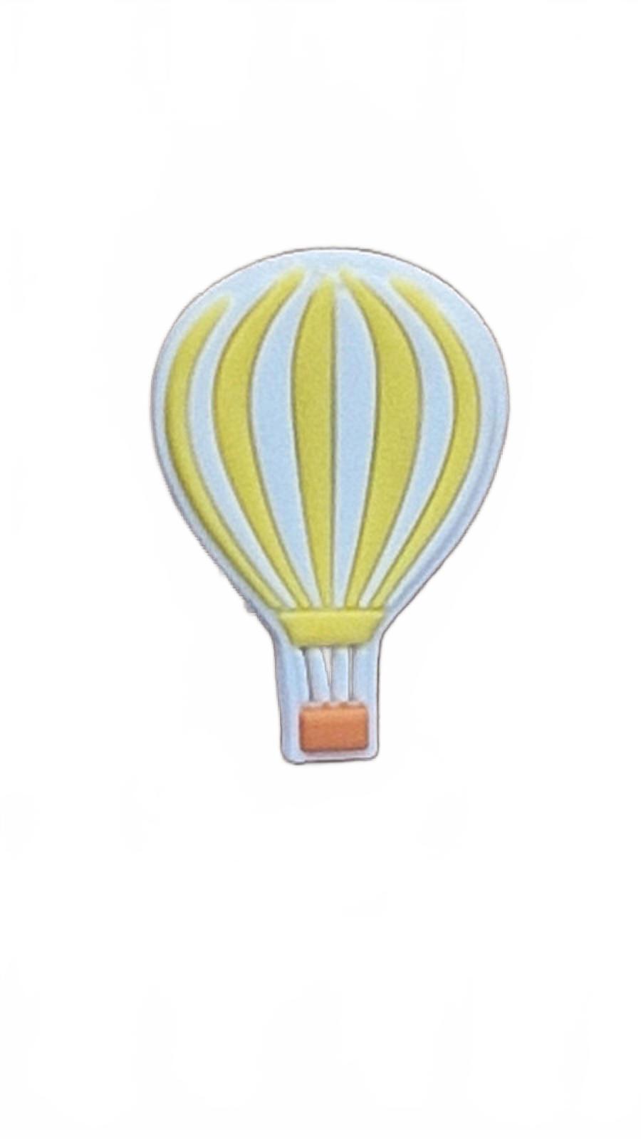 Cartoon style yellow and white striped hot air ballonn shoe charm