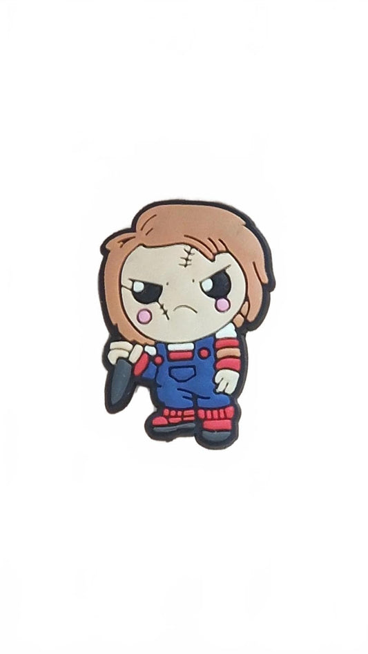 Cute zombie boy with knife Halloween shoe charm